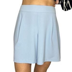 Melanie Lyne pale blue high rise flowy pleated dressy old money preppy shorts 4